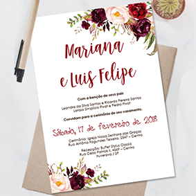 Convite casamento marsala floral editavel no word Convite casamento marsala floral editavel no word