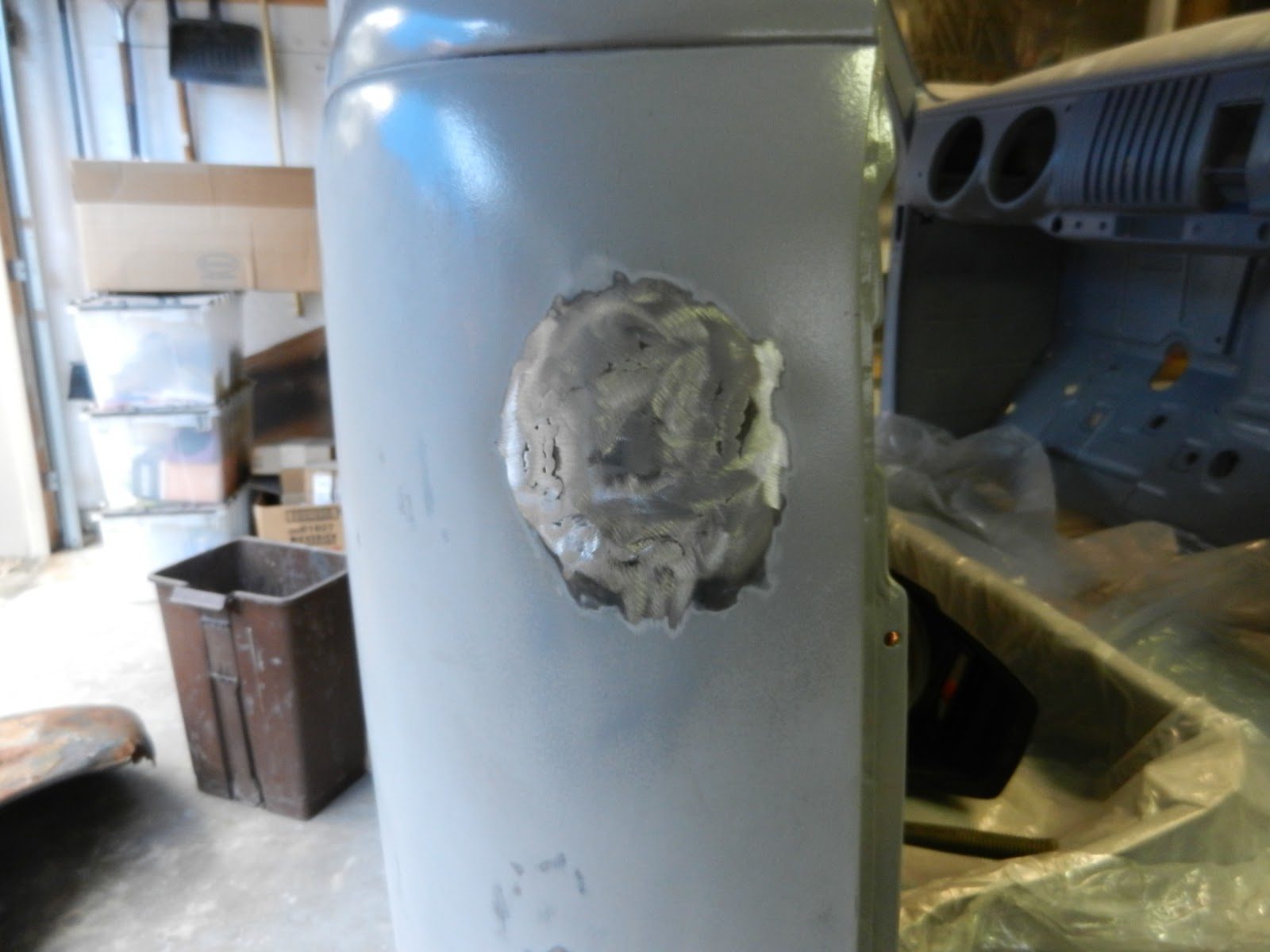 1954 Chevy Truck EV Conversion Shaving the Gas Tank Filler Hole