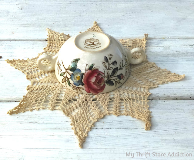 vintage transferware sugar bowl