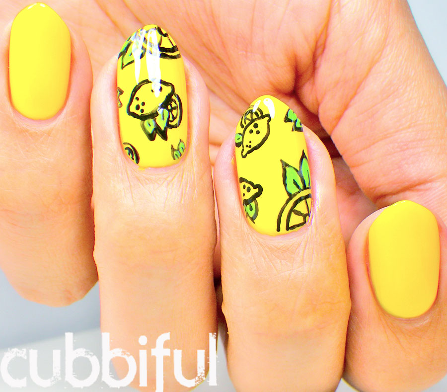 cubbiful Lemon Nail Art with A Maria Vaidosa by Inocos