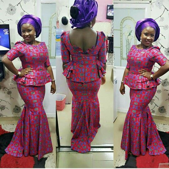 Latest Low Back Blouse with Fish Tail Skirt ; Amazing Ankara Styles You ...