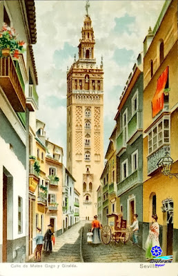 Sevilla - La Giralda desde Mateos Gago - 1905 Sevilla - La Giralda desde Mateos Gago - 1905