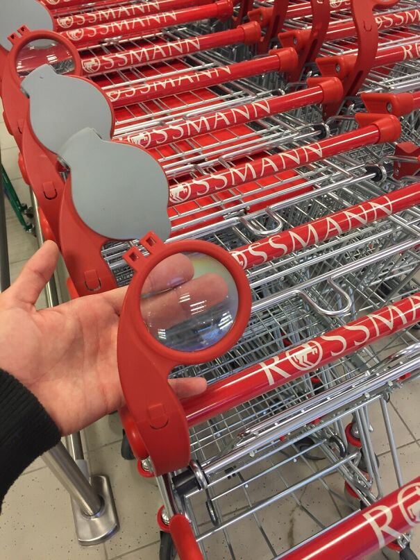20 Innovative Food Inventions We Had Never Seen Before - Shopping Carts With A Magnifying Glass For The Elderly
