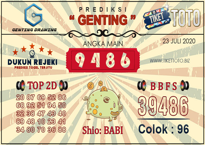 Prediksi Togel GENTING DRAWING TIKETTOTO 23 JULI 2020