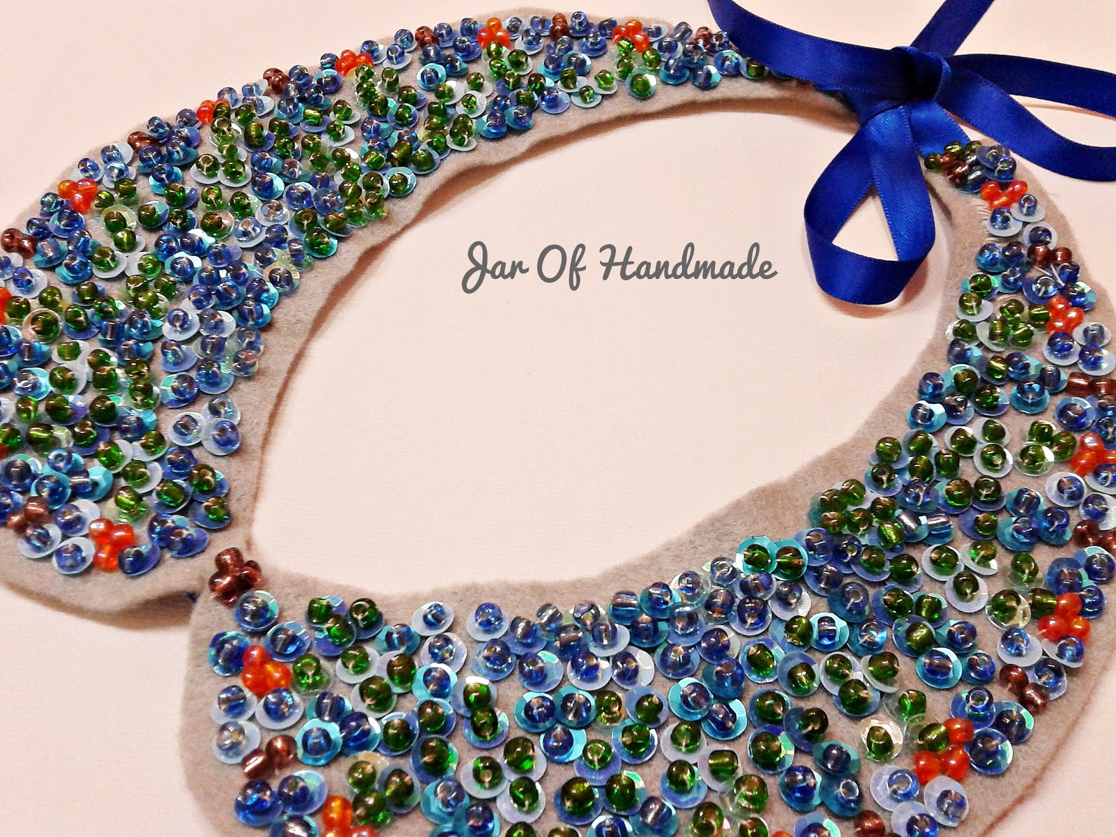 Jar Of Handmade DIY The Cutest Sequins & Beads Collar