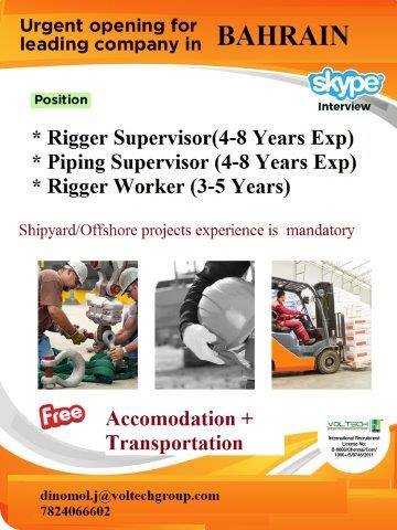 Urgently Opening for Leading Company in Bahrain Urgently Opening for Leading Company in Bahrain