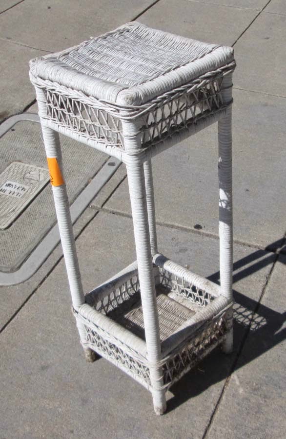 UHURU FURNITURE & COLLECTIBLES SOLD **REDUCED** White Wicker Plant