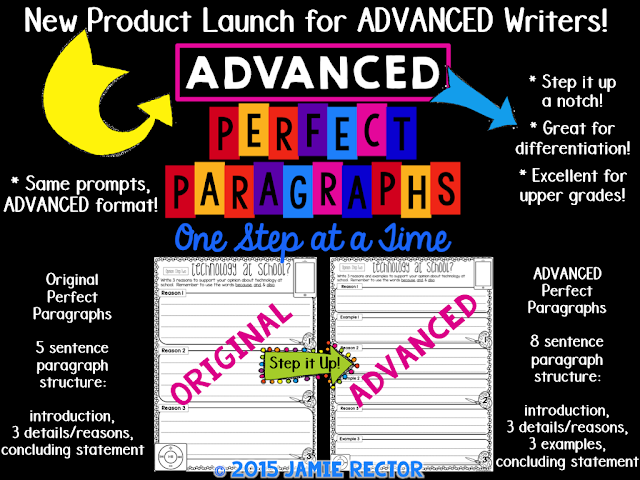 Perfect Paragraphs for Advanced Writers are an easy way to differentiate paragraph writing for your students. Easy step by step approach to writing paragraphs.