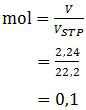 rumus mol pada keadaan STP, volume dibagi volume STP