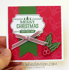 Stampin' Up! Labels to Love Christmas Quilt Christmas Card ~ 2017 Holiday Catalog ~ www.juliedavison.com