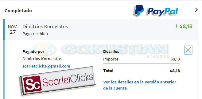 Scarlet Clicks Nuevo Pago por Paypal