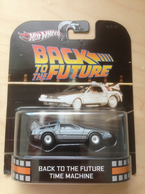 A Hot Wheels version of the DeLorean Time Machine from Back to the Future