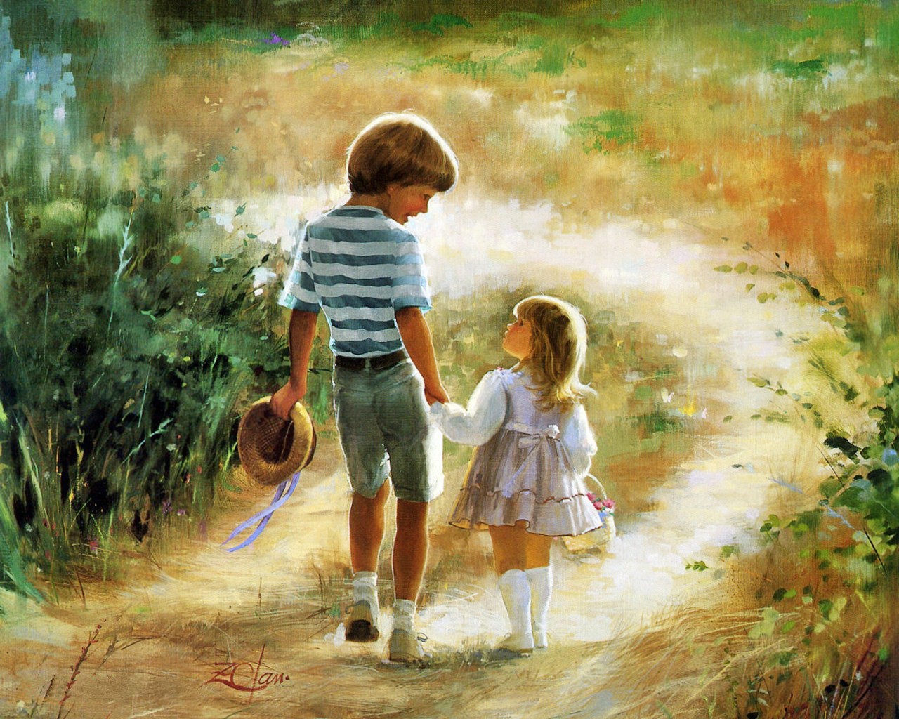 Hands Touching Painting Wallpaper 3 brother and sister