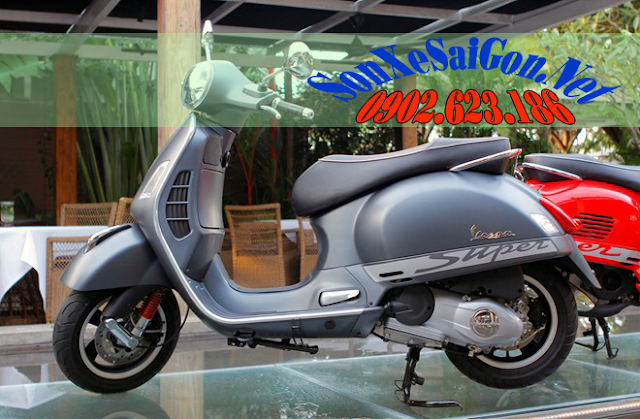 Sơn xe Vespa GTS Super màu xám lông chuột