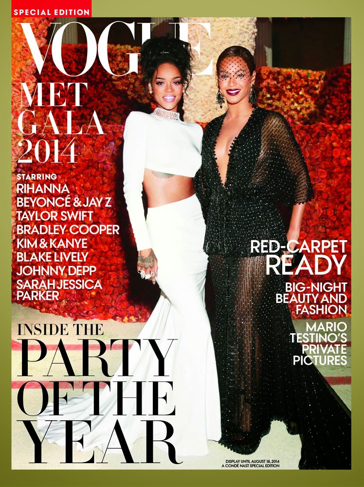 Fashion Corner: Rihanna & Beyoncé on Vogue's Met Gala 2014 Special Issue (Photos)-arainofthought.blogspot.com 