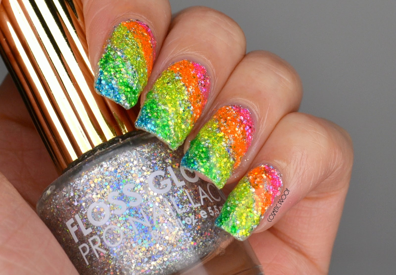 NAILS Rainbow Glitter Highlighter Nails Cosmetic Proof Vancouver