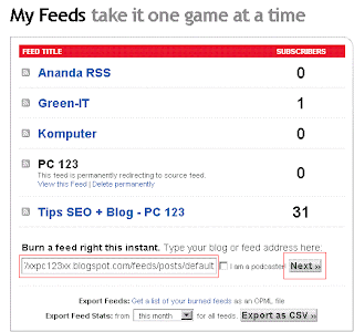 Langkah pertama membuat RSS Feed dengan mudah di FeedBurner.com (Gambar tidak terlihat? Klik kanan tulisan ini, dan pilih 'Reload Image!')