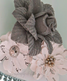 Flowers, Inside Lamp Decor, Silver, Grey, Gray, Print White 