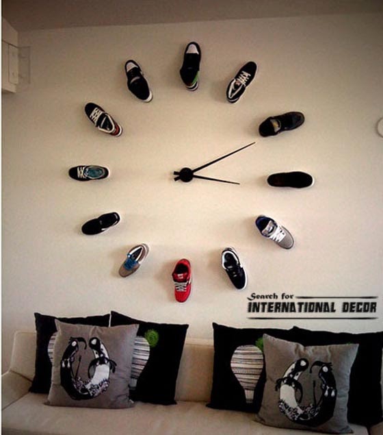 diy wall clock, cool wall clocks,creative wall clocks,shoes wall clock