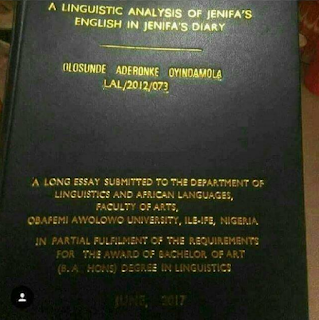 Entertainment: Jenifa’s Diary - OAU student uses Funke Akindele’s English as project topic (Photo) Entertainment: Jenifa’s Diary - OAU student uses Funke Akindele’s English as project topic (Photo)