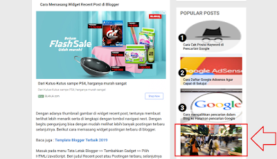 Cara Memasang Iklan Adsense di Antara Widget Popular Posts Cara Memasang Iklan Adsense di Antara Widget Artikel Terpopuler
