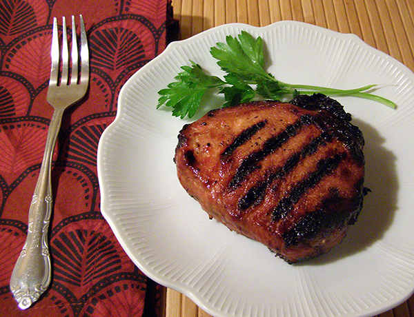 Grilled pork chop with grill marks