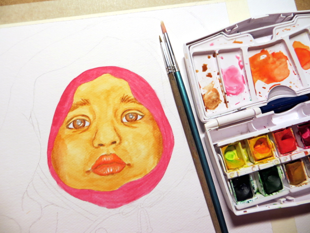 Baby portrait painting WIP