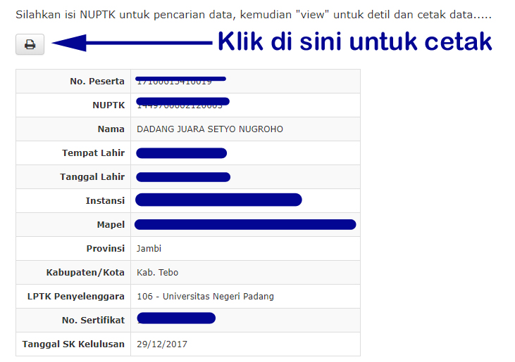 Cara Cek Nomor Sertifikat Pendidik Bagi Guru Yang Sudah Lulus Sertifikasi Guru Unp Unib Dan Unja Tahun 2017 Dadang Jsn