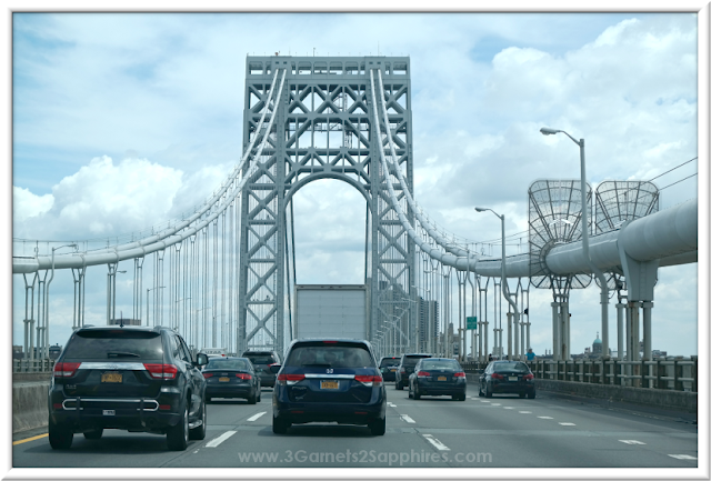 George Washington Bridge in New York  |  3 Garnets & 2 Sapphires