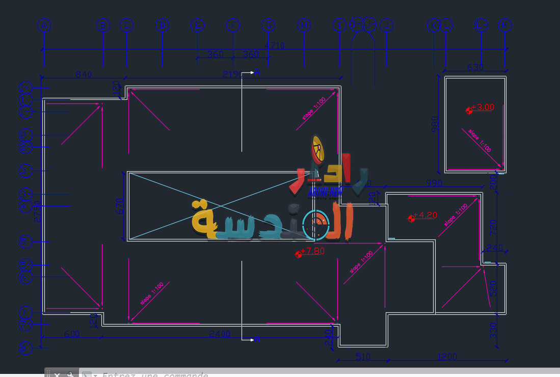 مشروع تصميم مدرسة ابتدائية Dwg رادار الهندسة