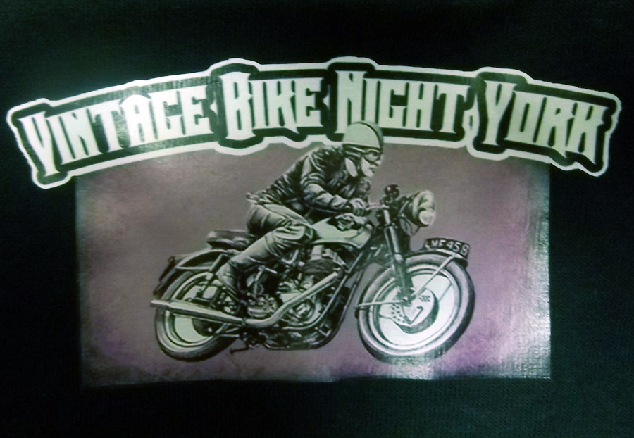 vintage bike night york t-shirt front logo
