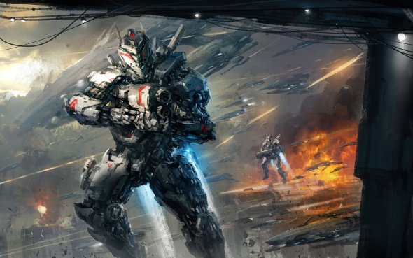 Batalhas, robôs e soldados futuristas nas ilustrações de ficção científica de Park Jong Won a.k.a. J.C.Park Park Jong Won jcircle J C Park artstation ilustrações ficção científica robôs futurista games batalhas