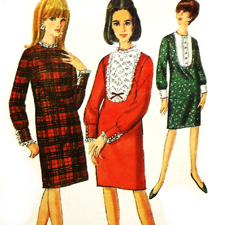 60s-BUTTERICK-3772-SHIFT-DRESS-SEWING-PATTERN-14T- | eBay