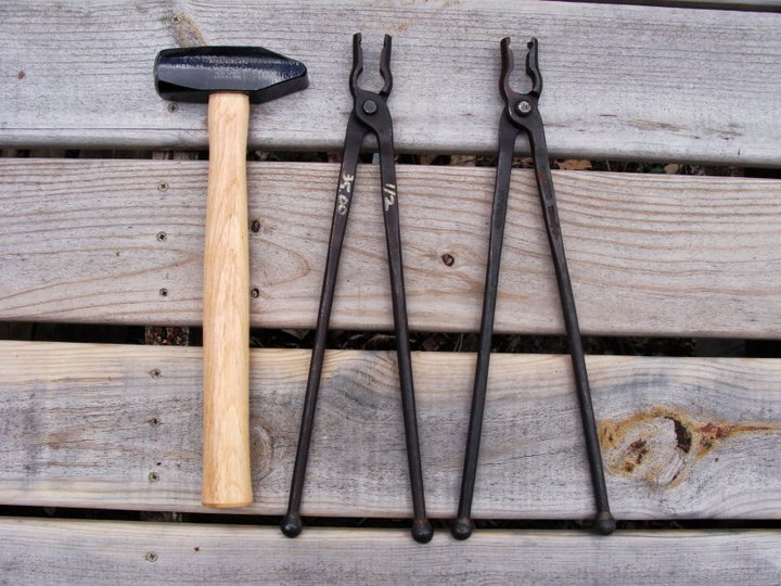Blacksmith Forging Knife Making Tools Kit Blacksmithing Tongs (15'') &  Hammer