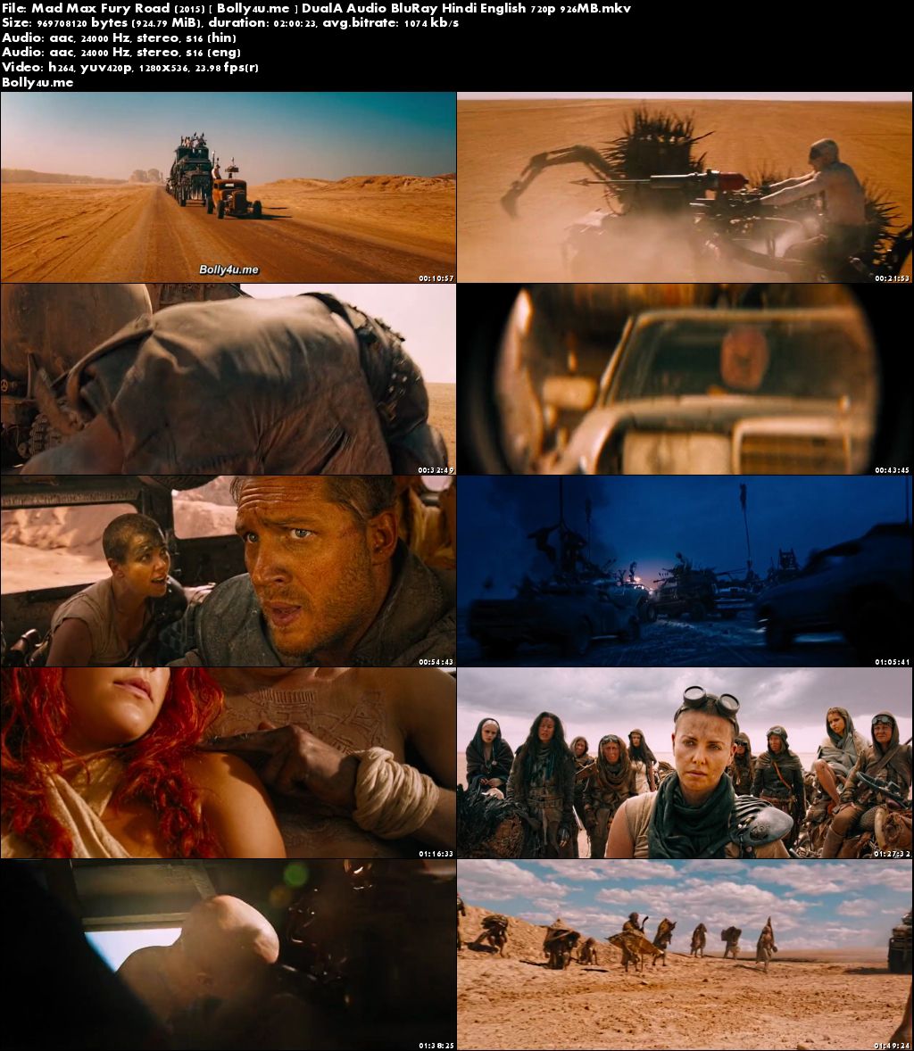 Mad Max Fury Road 2015 BRRip 350MB Hindi Dual Audio 480p Download