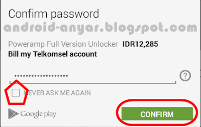 Memasukkan password Gmail untuk beli aplikasi Android berbayar secara gratis