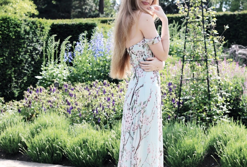 off the shoulder maxi dress for wedding guest