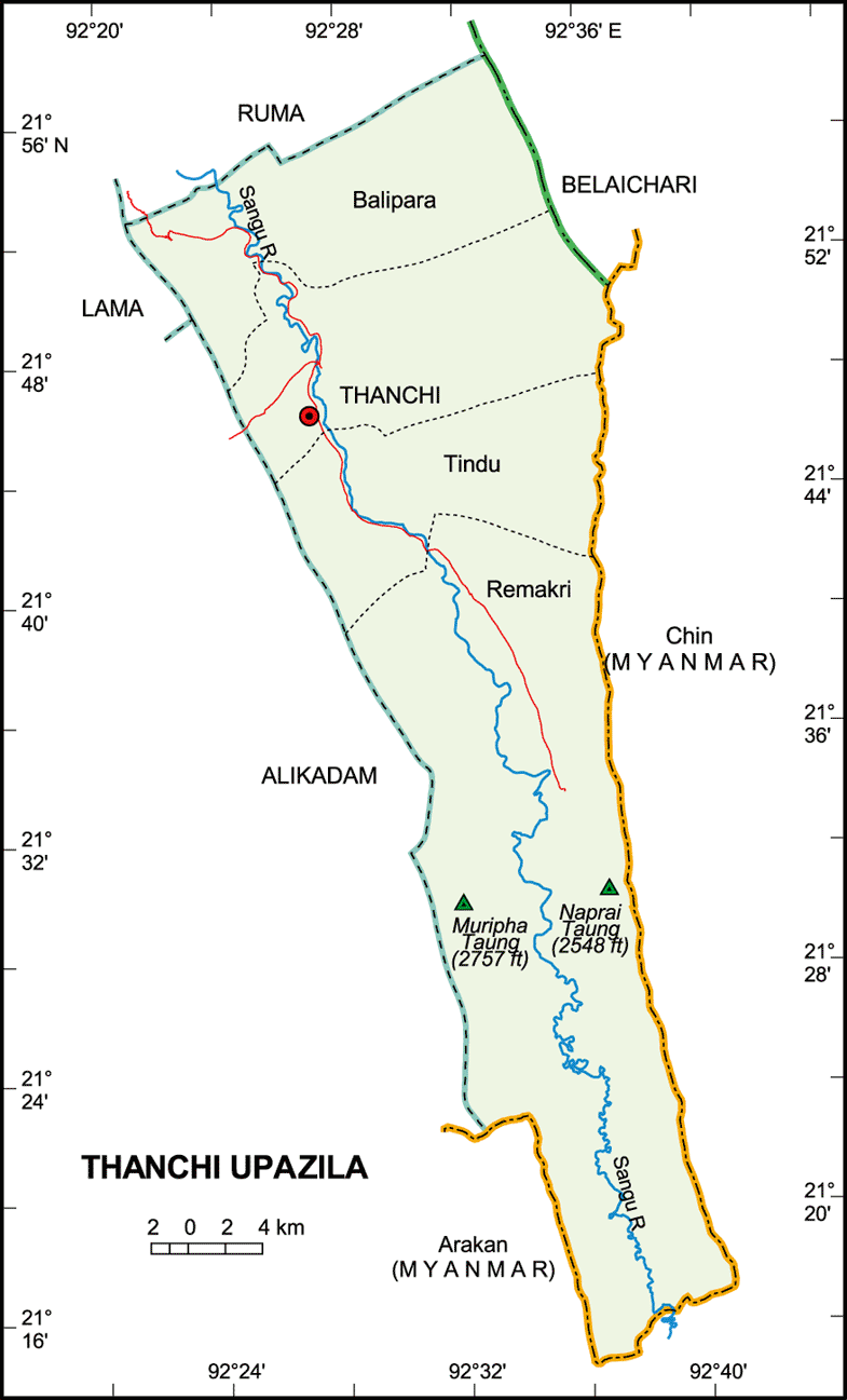 Thanchi Upazila Map Bandarban District Bangladesh