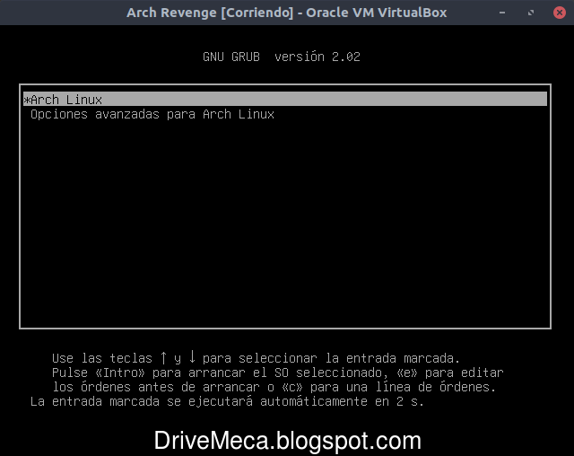 Comienza el boot de arch linux Comienza el boot de arch linux