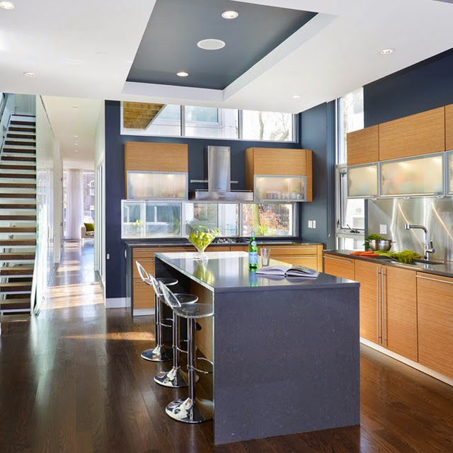 Modern Kitchen Wood Glass Cabinets