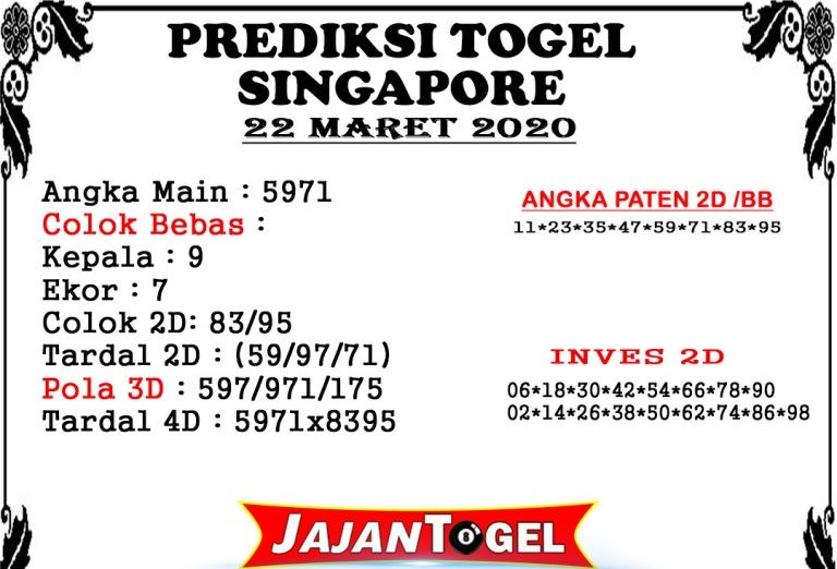 Prediksi Togel Sgp Minggu 22 Maret 2020 Togel Master Sgp