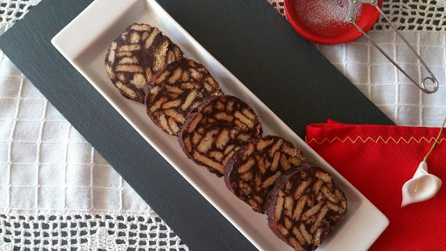 mosaiko salami salchichon chocolate galletas frutos secos receta griega maria zannia cuca sin horno navidad