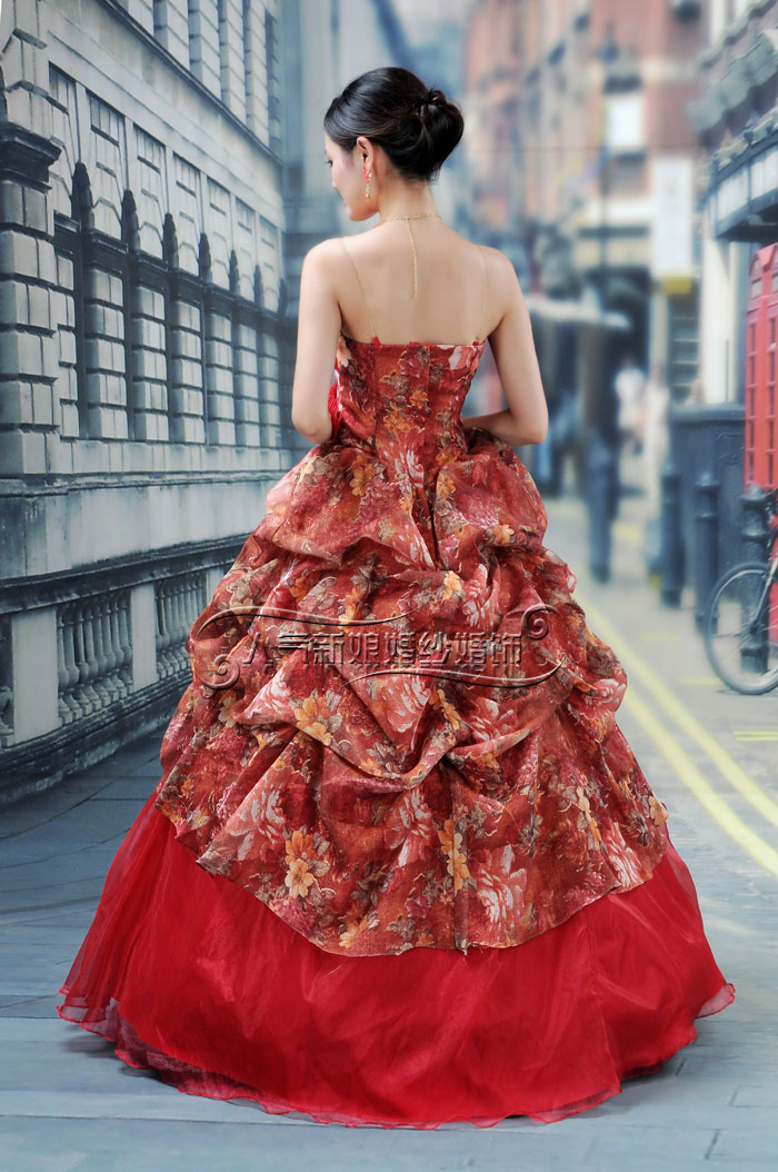 red and yellow combination gown