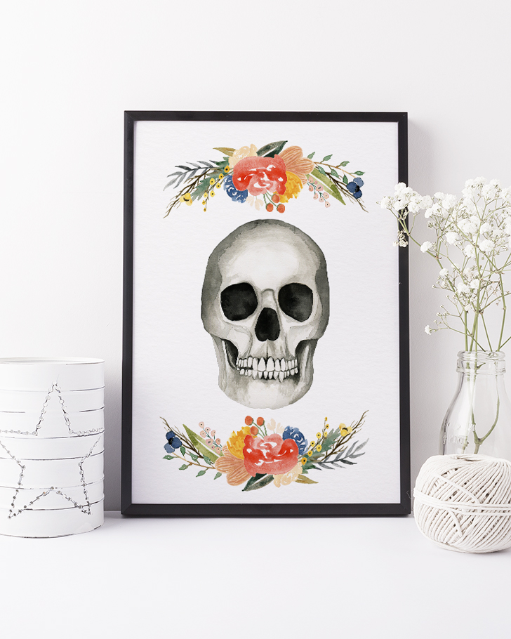 Free Watercolor Floral Skull Printable free-watercolor-floral-skull-printable