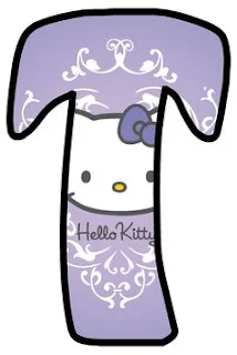 Abecedario Lila con Cara de Hello Kitty. Lilac Alphabet with Hello Kitty Face.