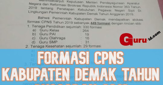 Formasi Cpns Kabupaten Demak 2019 Sebanyak 449 Guru Kelas Terbanyak Info Pendidikan Terbaru