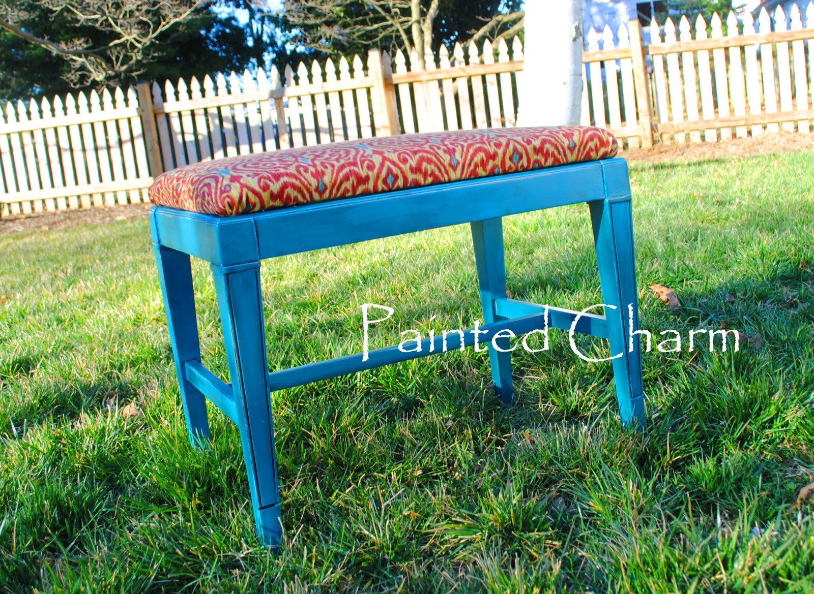 One Day at a Time Turquoise Bench