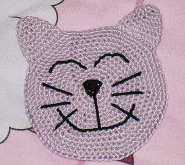 crocheted cat coaster