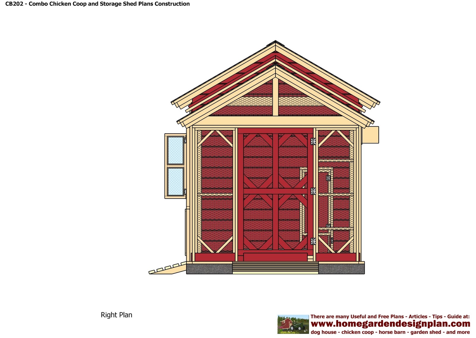 CB202 Combo Plans Chicken Coop Plans Construction Garden Sheds 