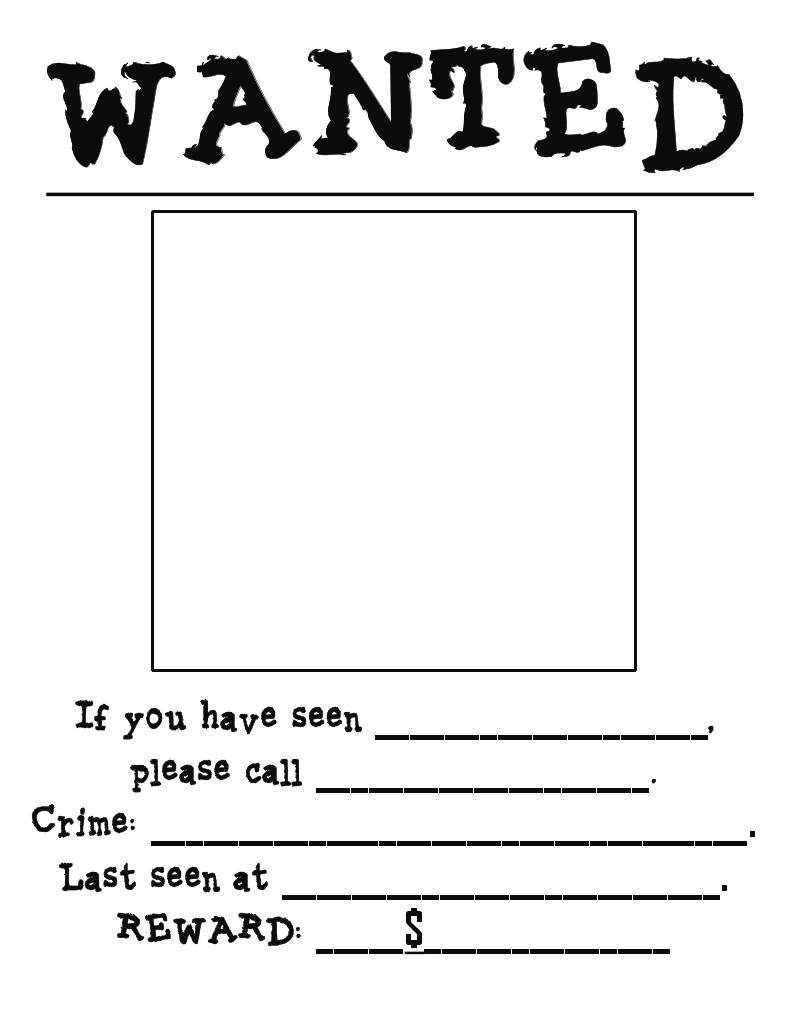 wanted poster coloring pages - photo #13